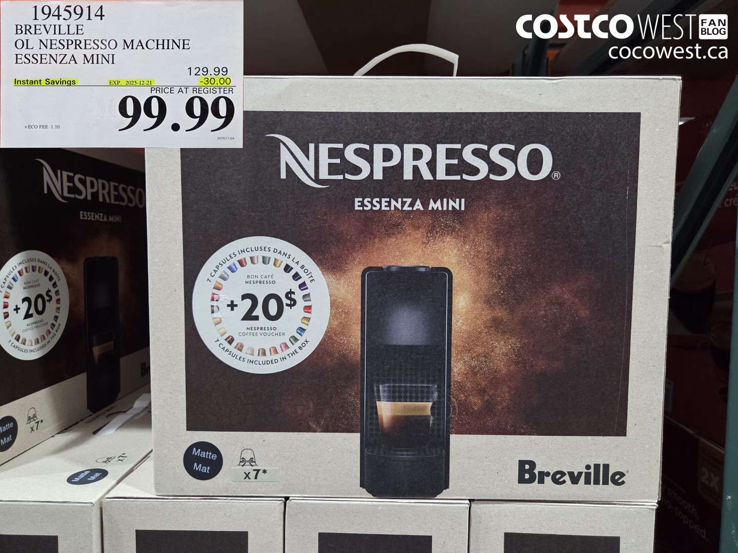 1945914 BREVILLE OL NESPRESSO MACHINE ESSENZA MINI ($30.00 INSTANT SAVINGS EXPIRES ON 2025-12-21) $99.99