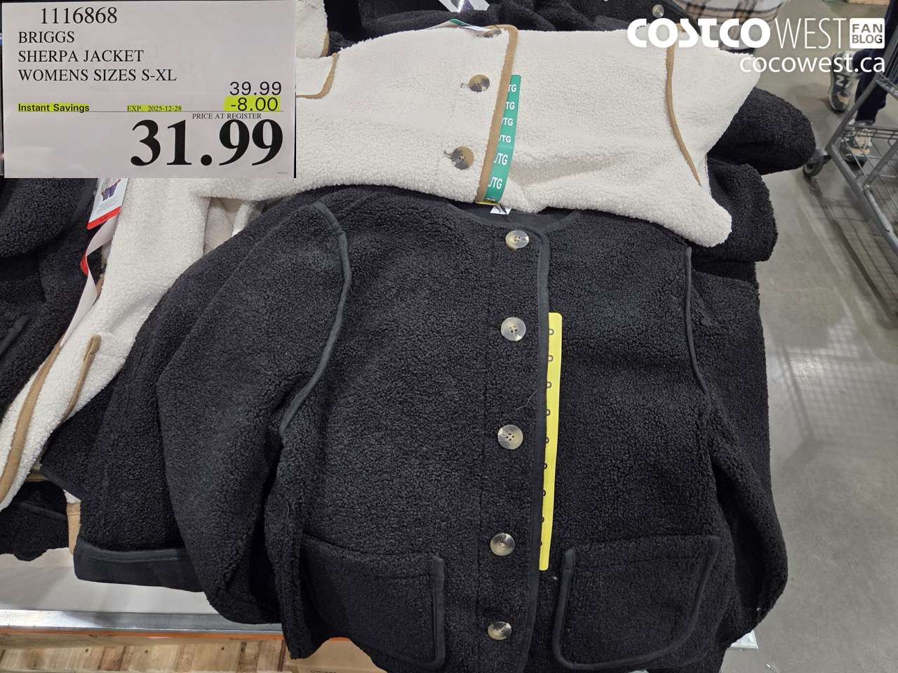 1116868 BRIGGS SHERPA JACKET WOMENS SIZES S-XL ($8.00 INSTANT SAVINGS EXPIRES ON 2025-12-28) $31.99