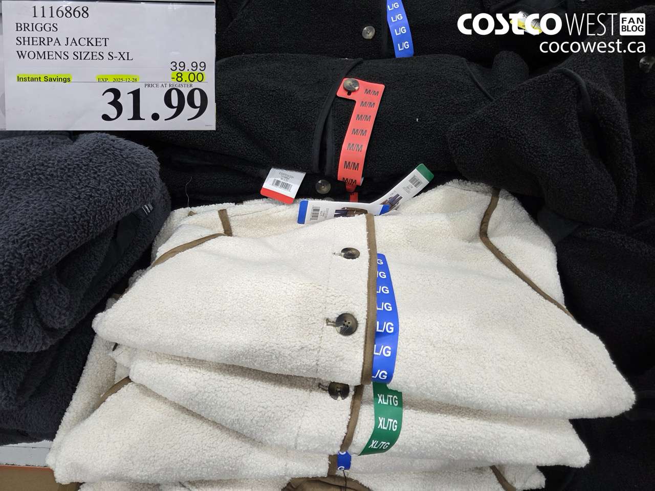 1116868 BRIGGS SHERPA JACKET WOMENS SIZES S-XL ($8.00 INSTANT SAVINGS EXPIRES ON 2025-12-28) $31.99