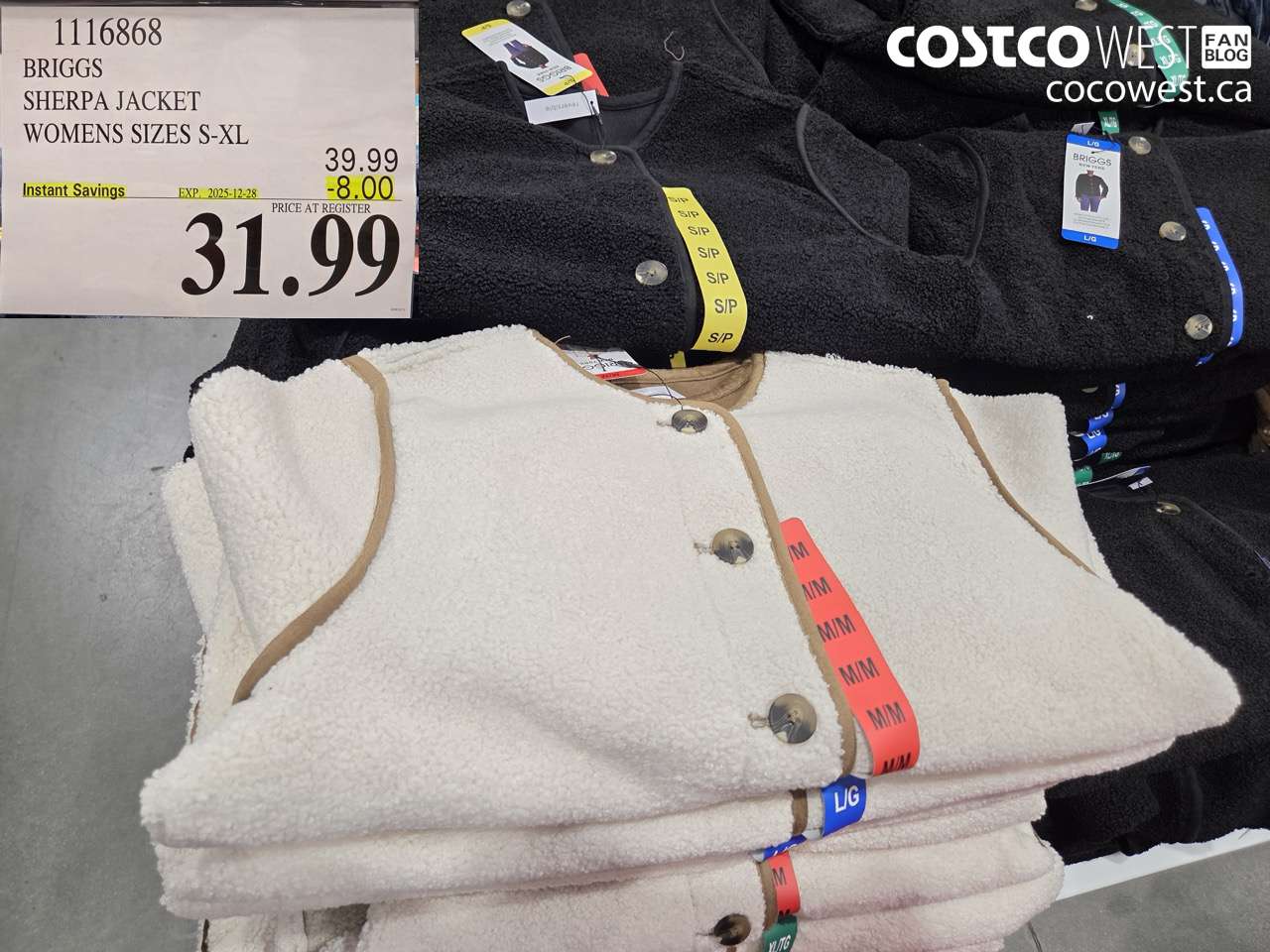 1116868 BRIGGS SHERPA JACKET WOMENS SIZES S-XL ($8.00 INSTANT SAVINGS EXPIRES ON 2025-12-28) $31.99