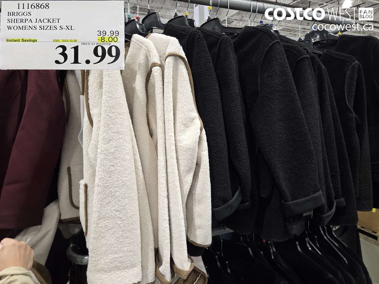 1116868 BRIGGS SHERPA JACKET WOMENS SIZES S-XL ($8.00 INSTANT SAVINGS EXPIRES ON 2025-12-28) $31.99