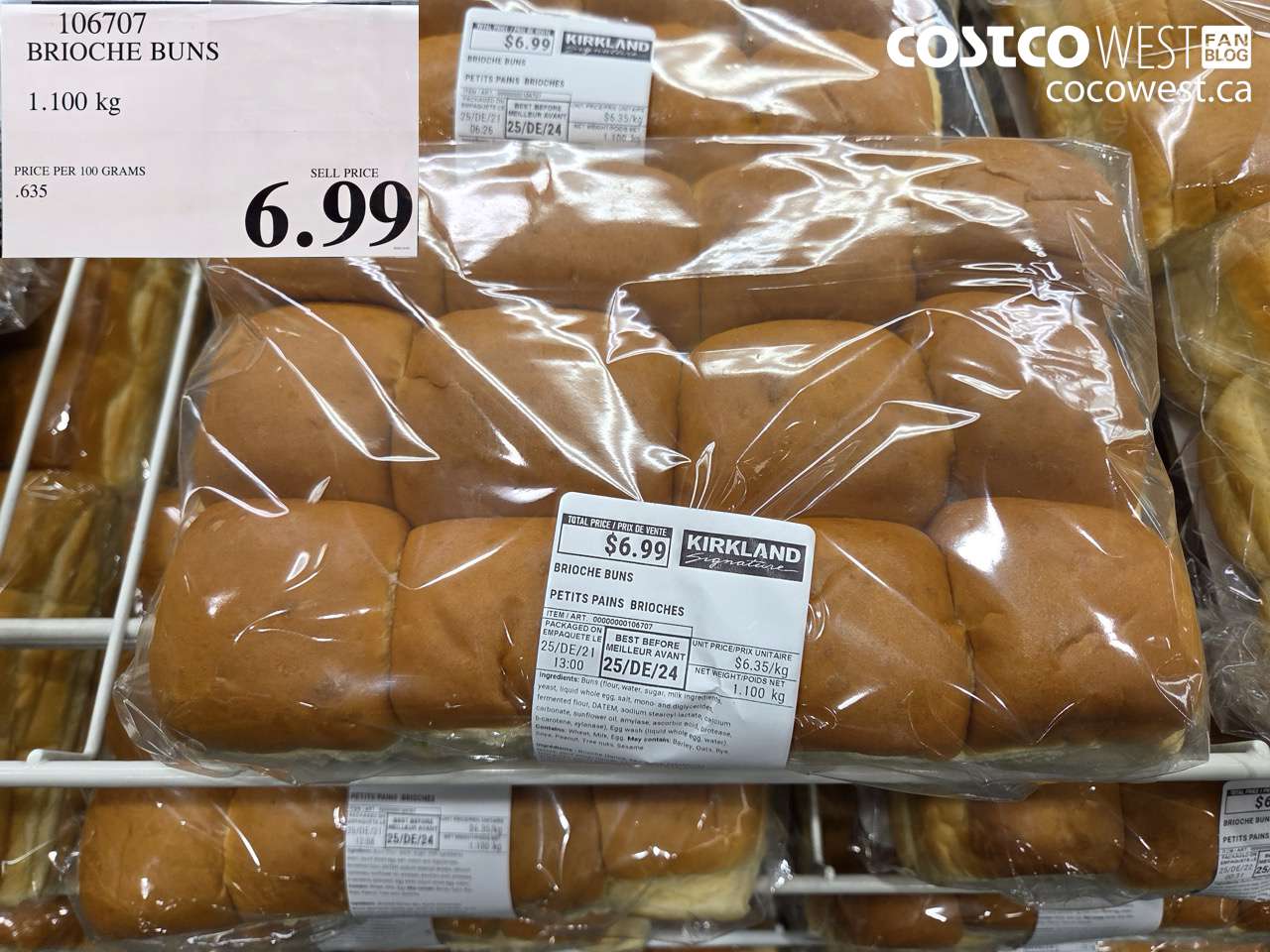 106707 BRIOCHE BUNS 1.100 kg $6.99