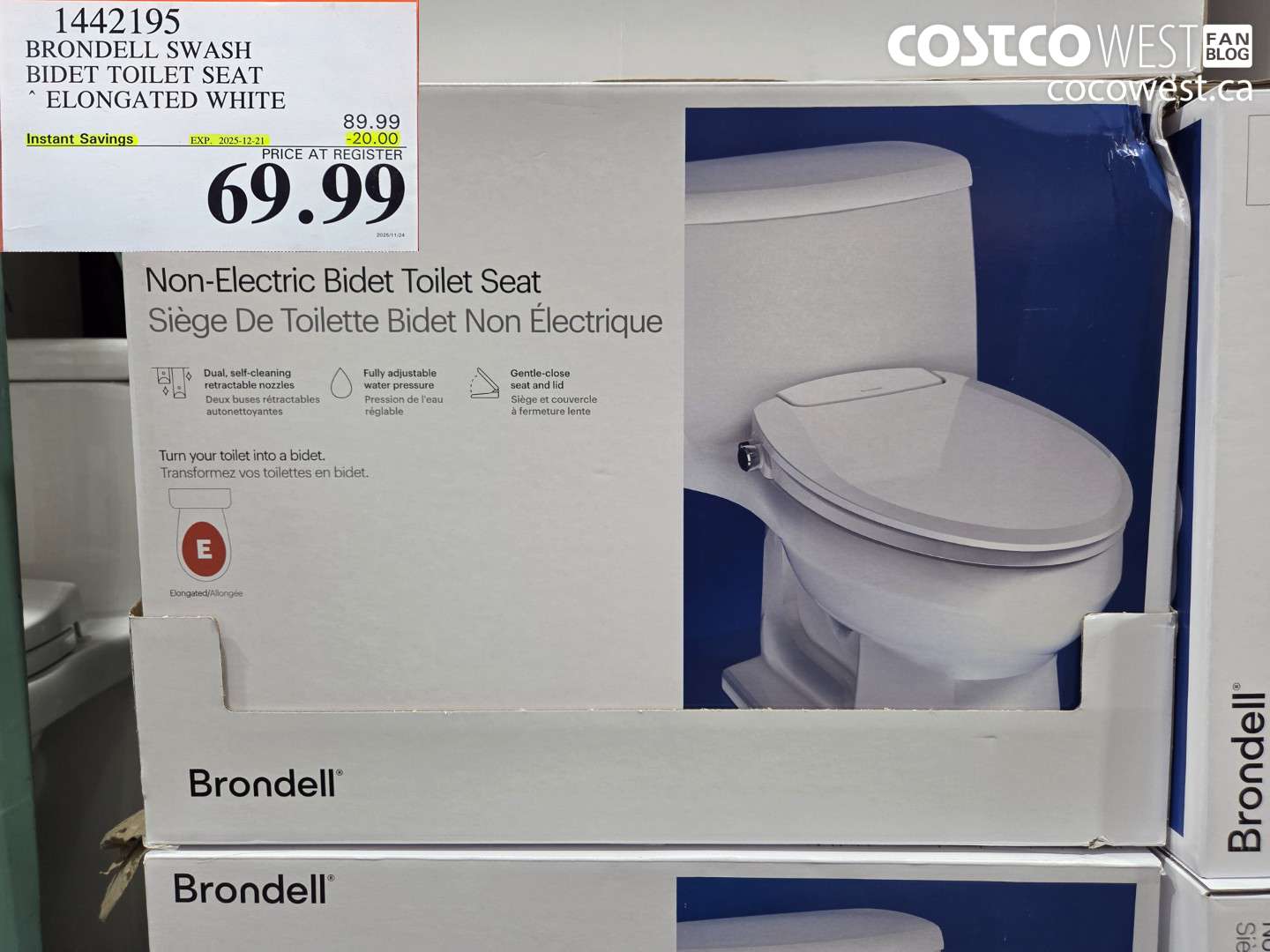 1442195 BRONDELL SWASH BIDET TOILET SEAT ELONGATED WHITE ($20.00 INSTANT SAVINGS EXPIRES ON 2025-12-21) $69.99