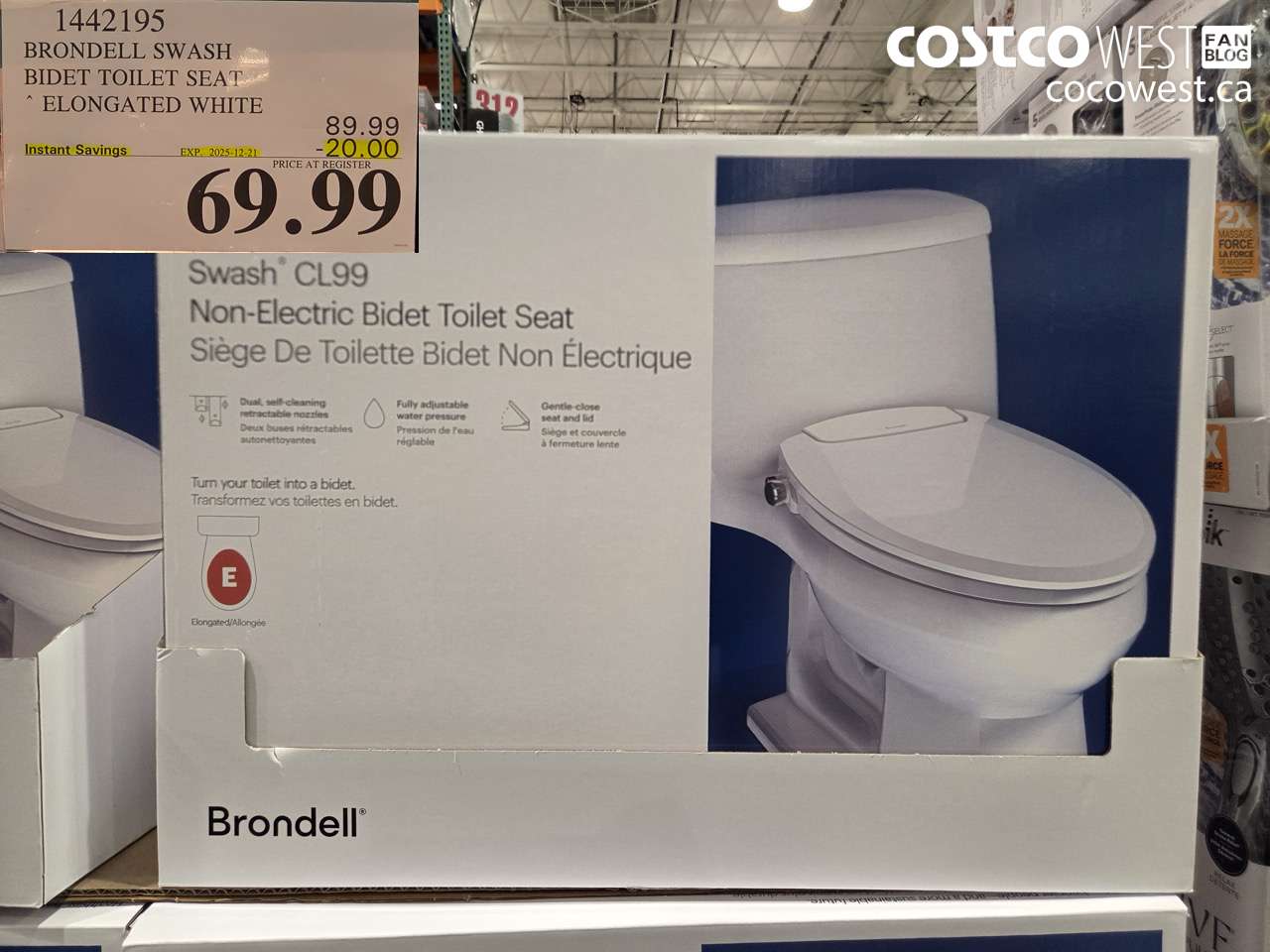 1442195 BRONDELL SWASH BIDET TOILET SEAT ELONGATED WHITE ($20.00 INSTANT SAVINGS EXPIRES ON 2025-12-21) $69.99