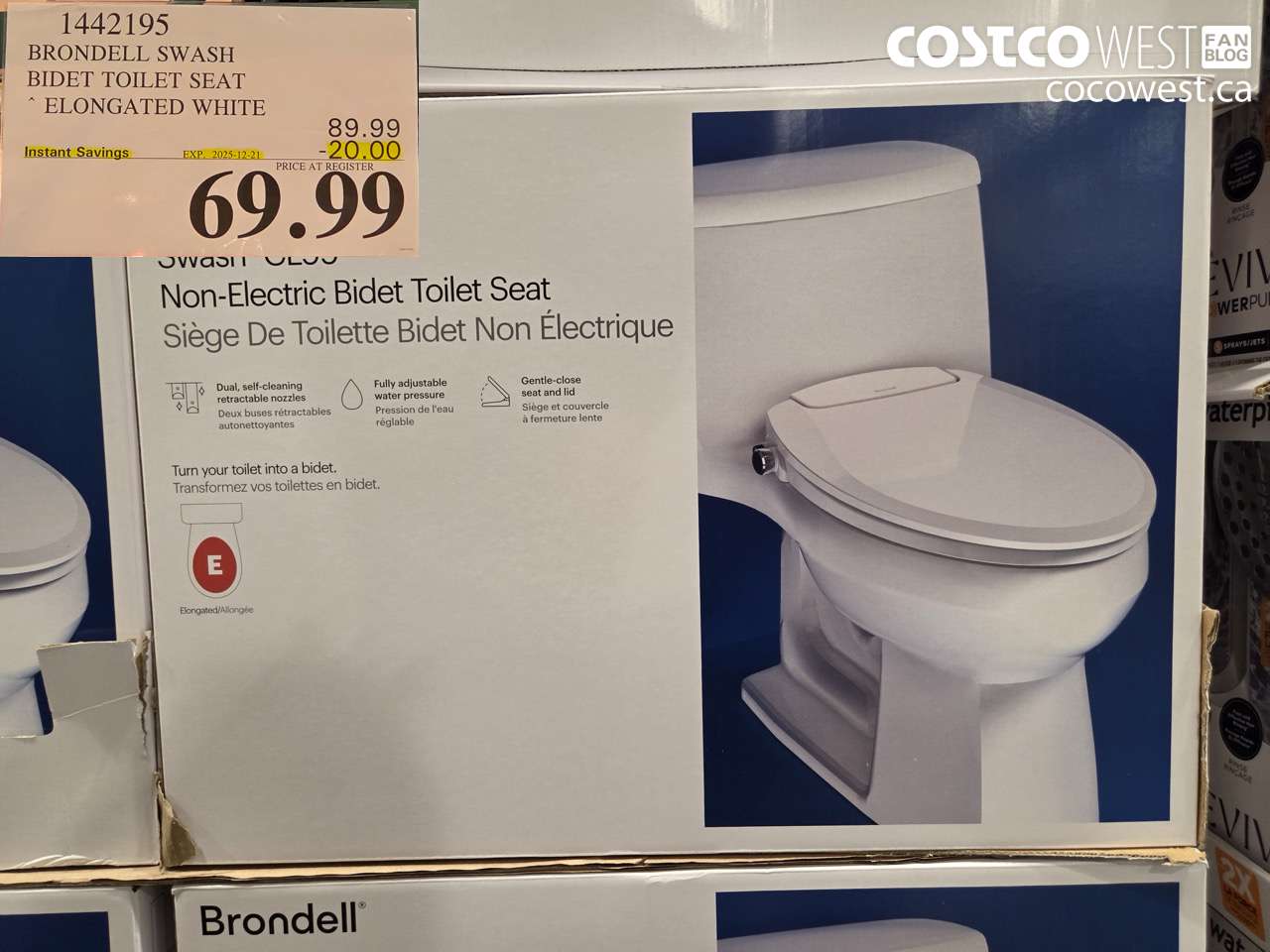 1442195 BRONDELL SWASH BIDET TOILET SEAT ELONGATED WHITE ($20.00 INSTANT SAVINGS EXPIRES ON 2025-12-21) $69.99