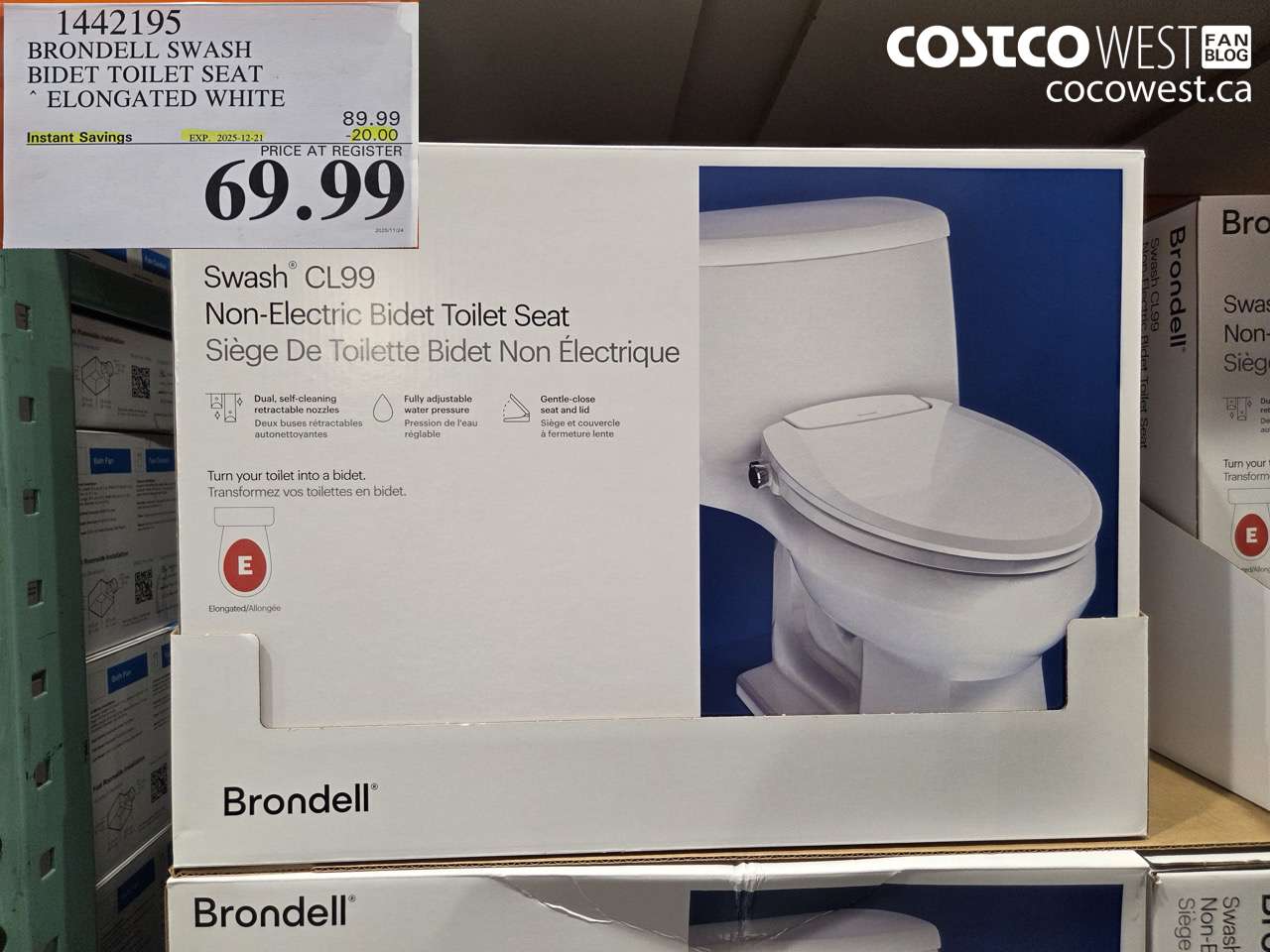 1442195 BRONDELL SWASH BIDET TOILET SEAT ELONGATED WHITE ($20.00 INSTANT SAVINGS EXPIRES ON 2025-12-21) $69.99