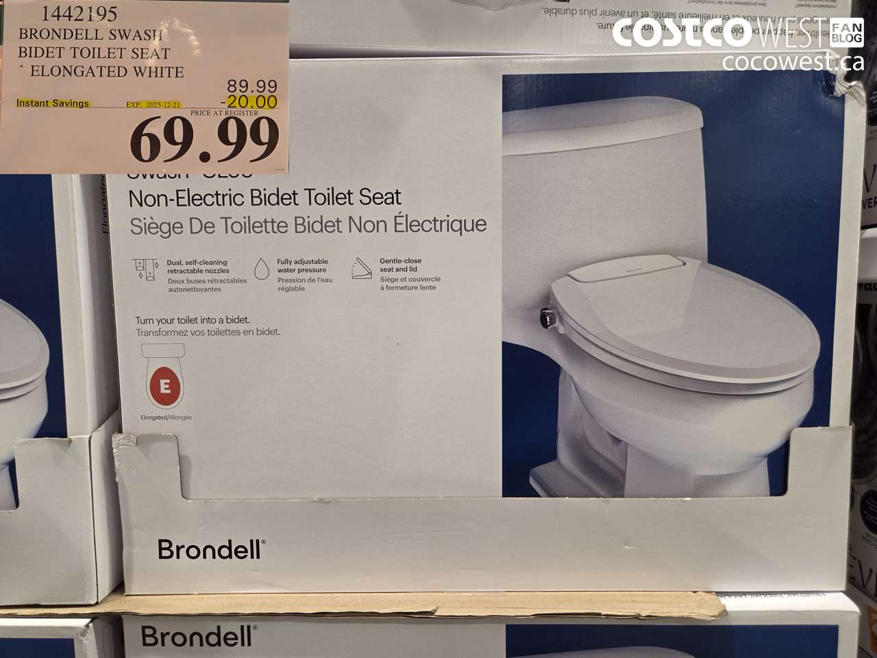 1442195 BRONDELL SWASH BIDET TOILET SEAT ELONGATED WHITE ($20.00 INSTANT SAVINGS EXPIRES ON 2025-12-21) $69.99