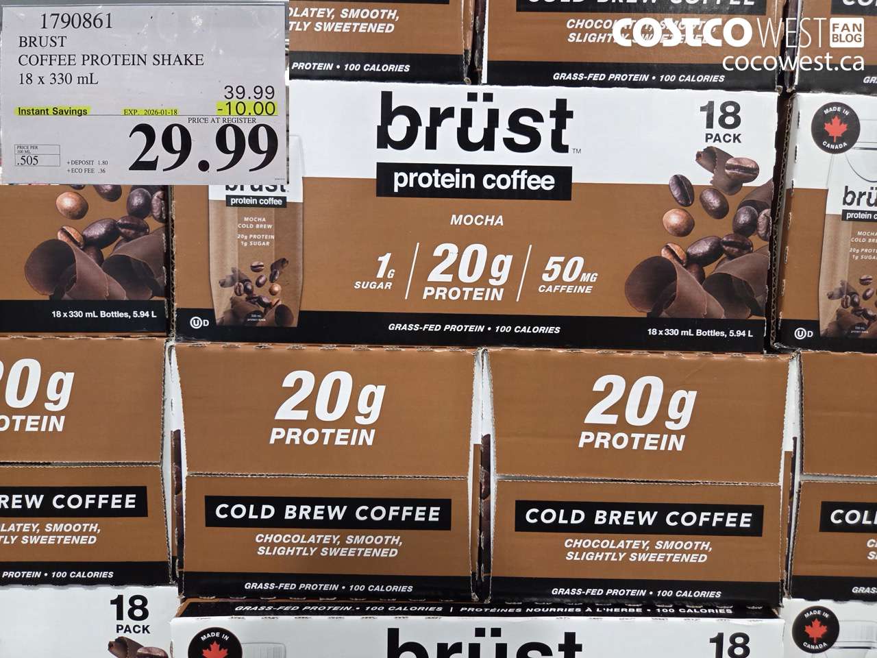 1790861 BRUST MOCHA PROTEIN COFFEE 18 X 330ML ($10.00 INSTANT SAVINGS EXPIRES ON 2026-01-18) $29.99