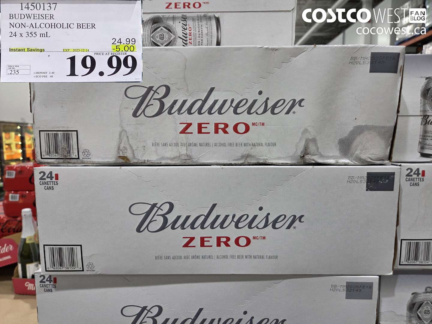 1450137 BUDWEISER 0.0% 24 x 355 mL ($5.00 INSTANT SAVINGS EXPIRES ON 2025-12-14) $19.99