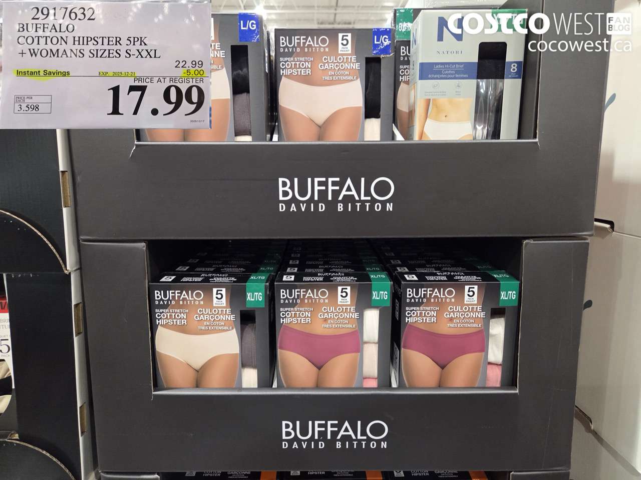 2917632 BUFFALO COTTON HIPSTER 5K WOMANS SIZES S-XXL ($5.00 INSTANT SAVINGS EXPIRES ON 2025-12-21) $17.99