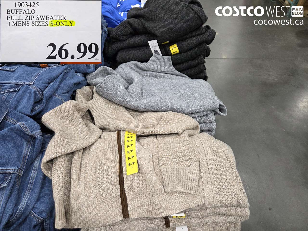 1903425 BUFFALO FULL ZIP SWEATER MENS SIZES S ONLY $26.99