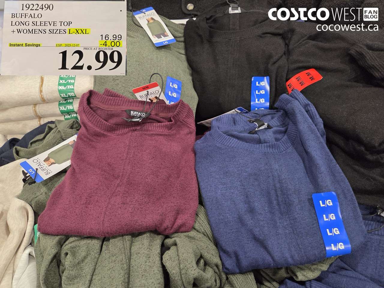 1922490 BUFFALO LONG SLEEVE TOP WOMENS SIZES L-XXL ($4.00 INSTANT SAVINGS EXPIRES ON 2025-12-07) $12.99