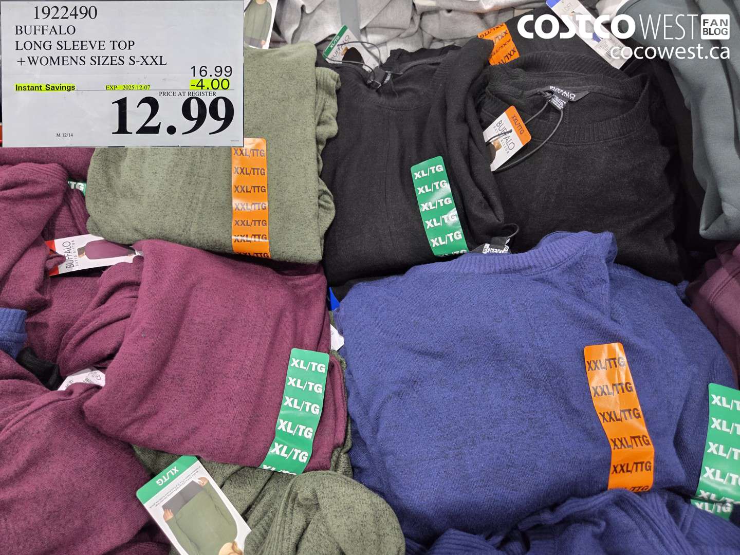 1922490 BUFFALO LONG SLEEVE TOP WOMENS SIZES S-XXL ($4.00 INSTANT SAVINGS EXPIRES ON 2025-12-07) $12.99