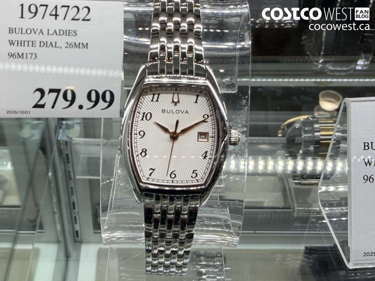 1974722 BULOVA LADIES WHITE DIAL, 26MM 96M173 $279.99