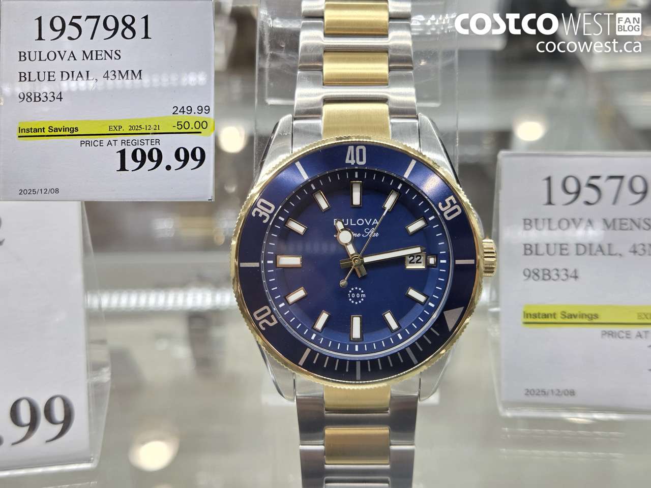 1957981 BULOVA MENS BLUE DIAL 43MM 98B334 ($50.00 INSTANT SAVINGS EXPIRES ON 2025-12-21) $199.99