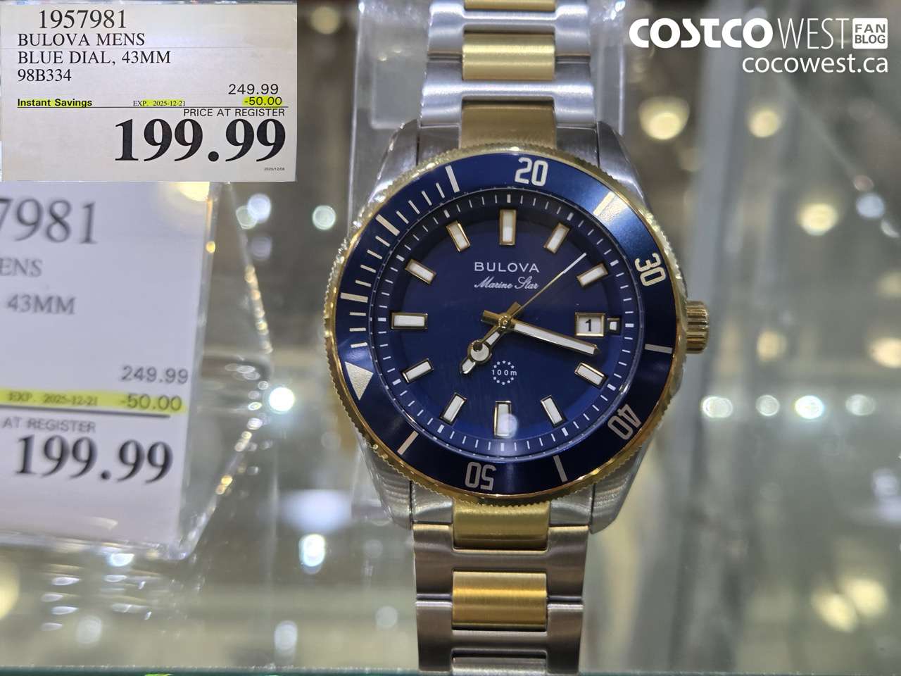 1957981 BULOVA MENS BLUE DIAL 43MM 98B334 ($50.00 INSTANT SAVINGS EXPIRES ON 2025-12-21) $199.99