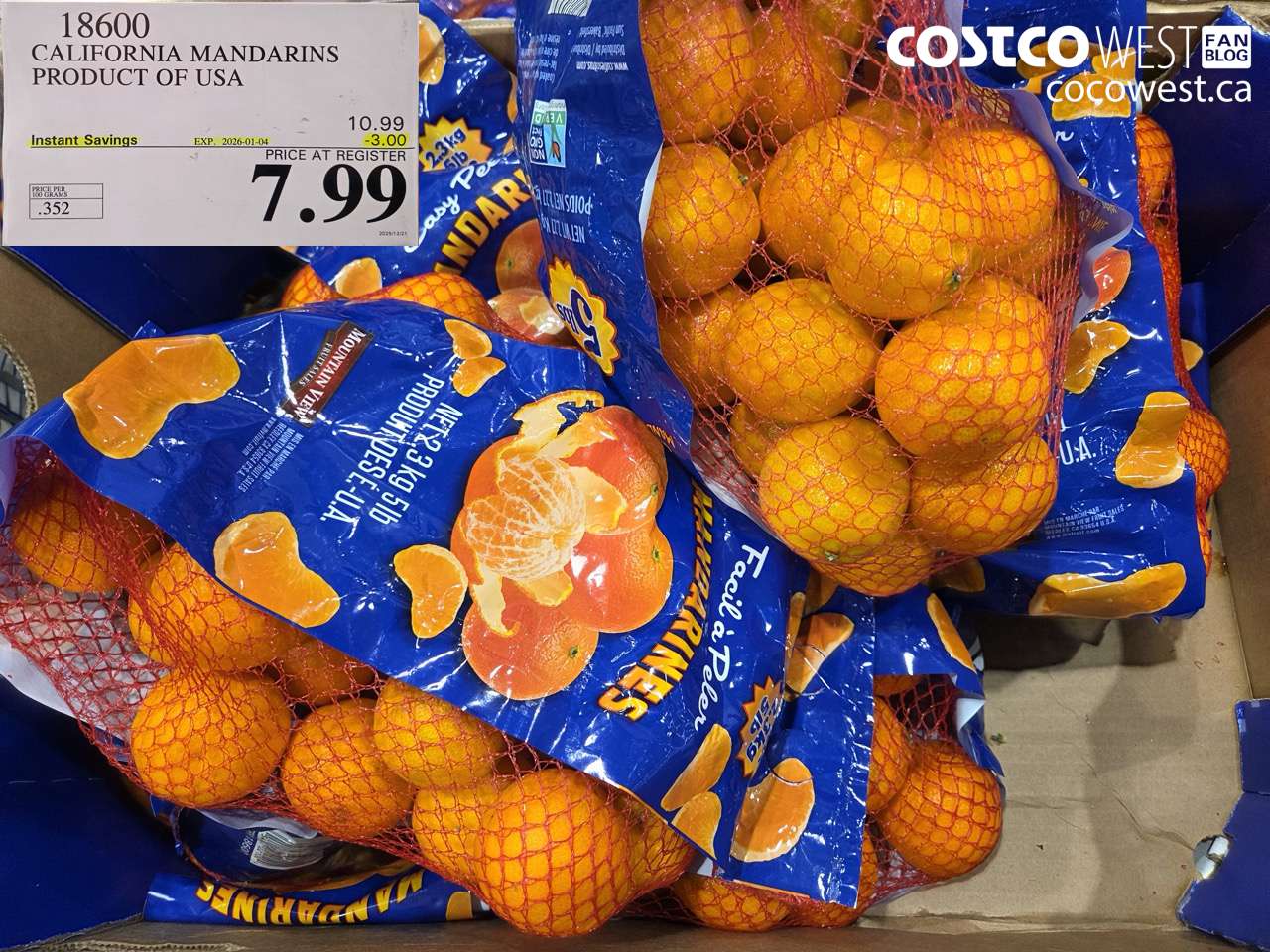 18600 CALIFORNIA MANDARINS PRODUCT OF USA ($3.00 INSTANT SAVINGS EXPIRES ON 2026-01-04) $7.99