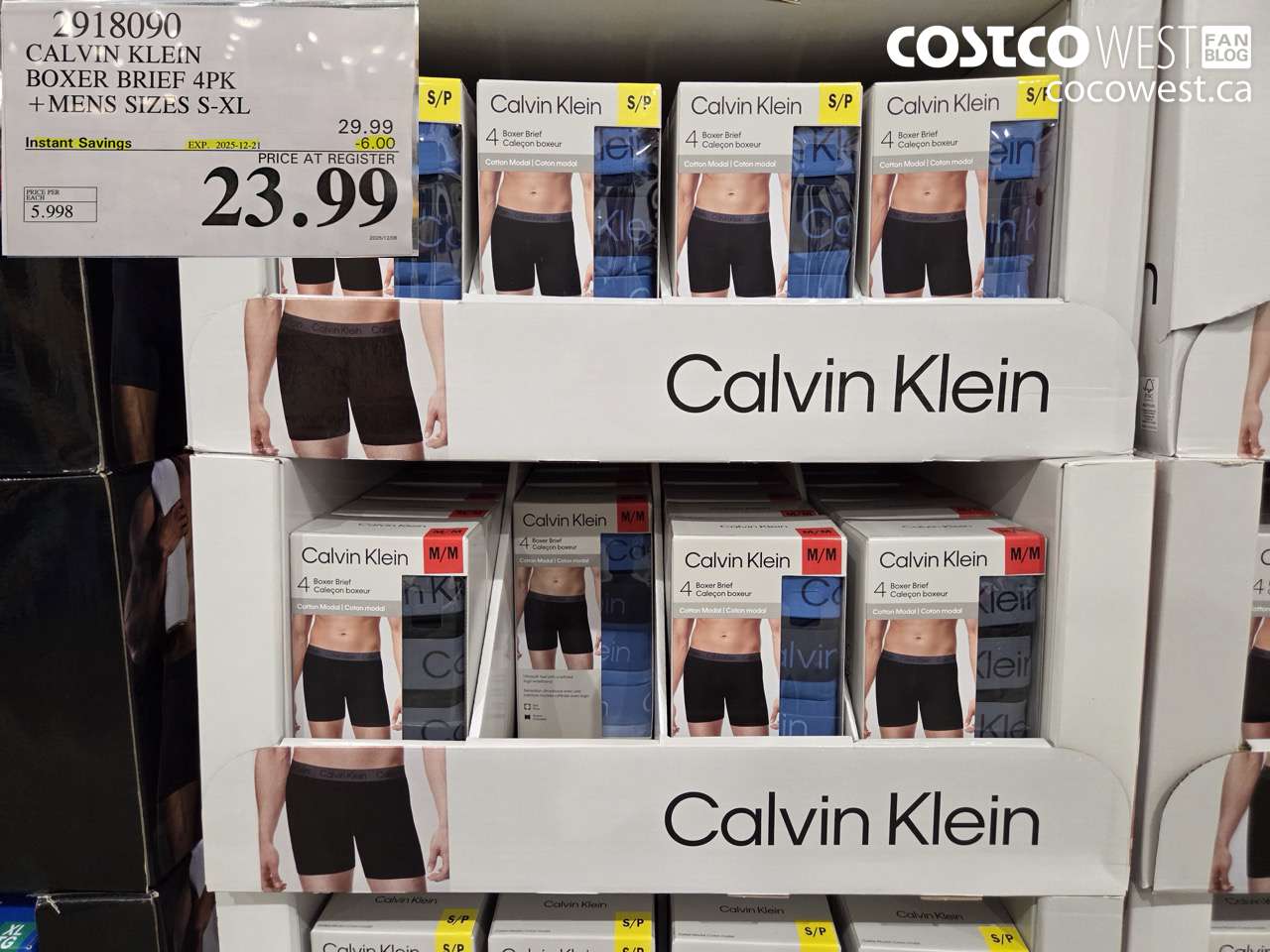 2918090 CALVIN KLEIN BOXER BRIEF 4PK MENS SIZES S-XL ($6.00 INSTANT SAVINGS EXPIRES ON 2025-12-21) $23.99