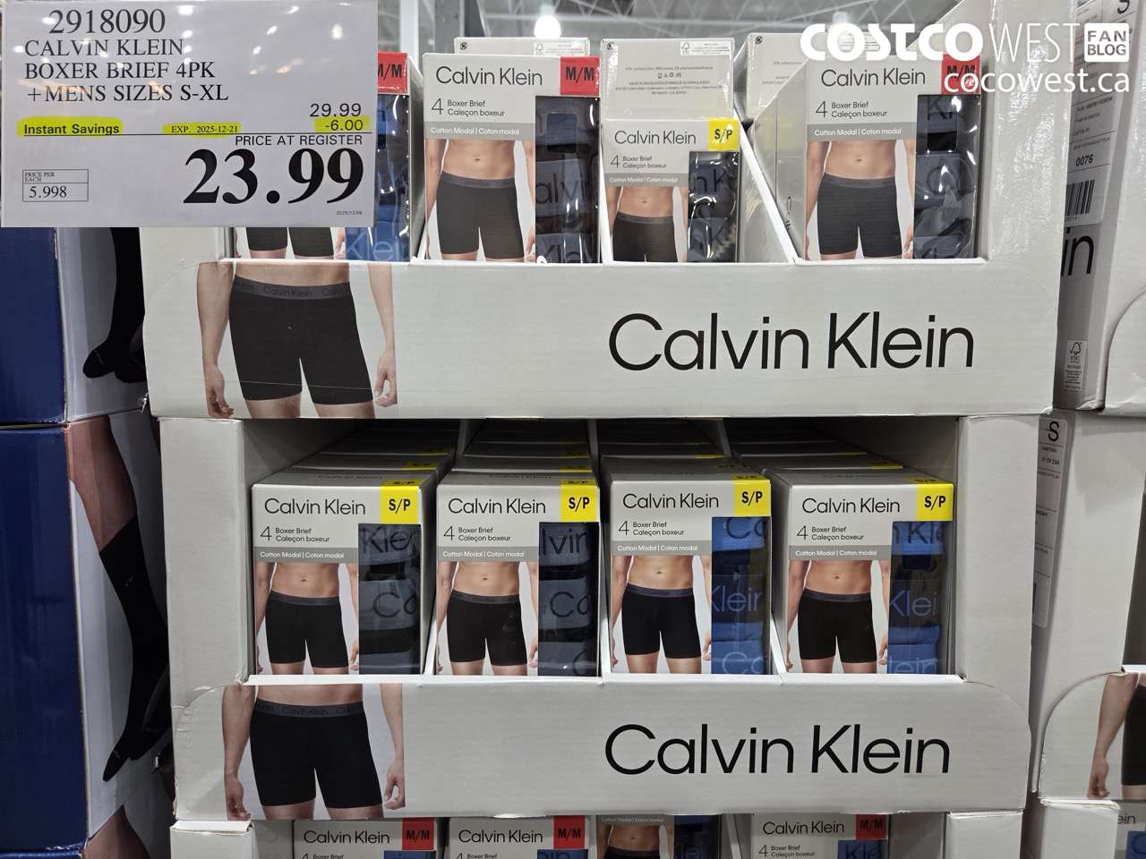 2918090 CALVIN KLEIN BOXER BRIEF 4PK MENS SIZES S-XL ($6.00 INSTANT SAVINGS EXPIRES ON 2025-12-21) $23.99