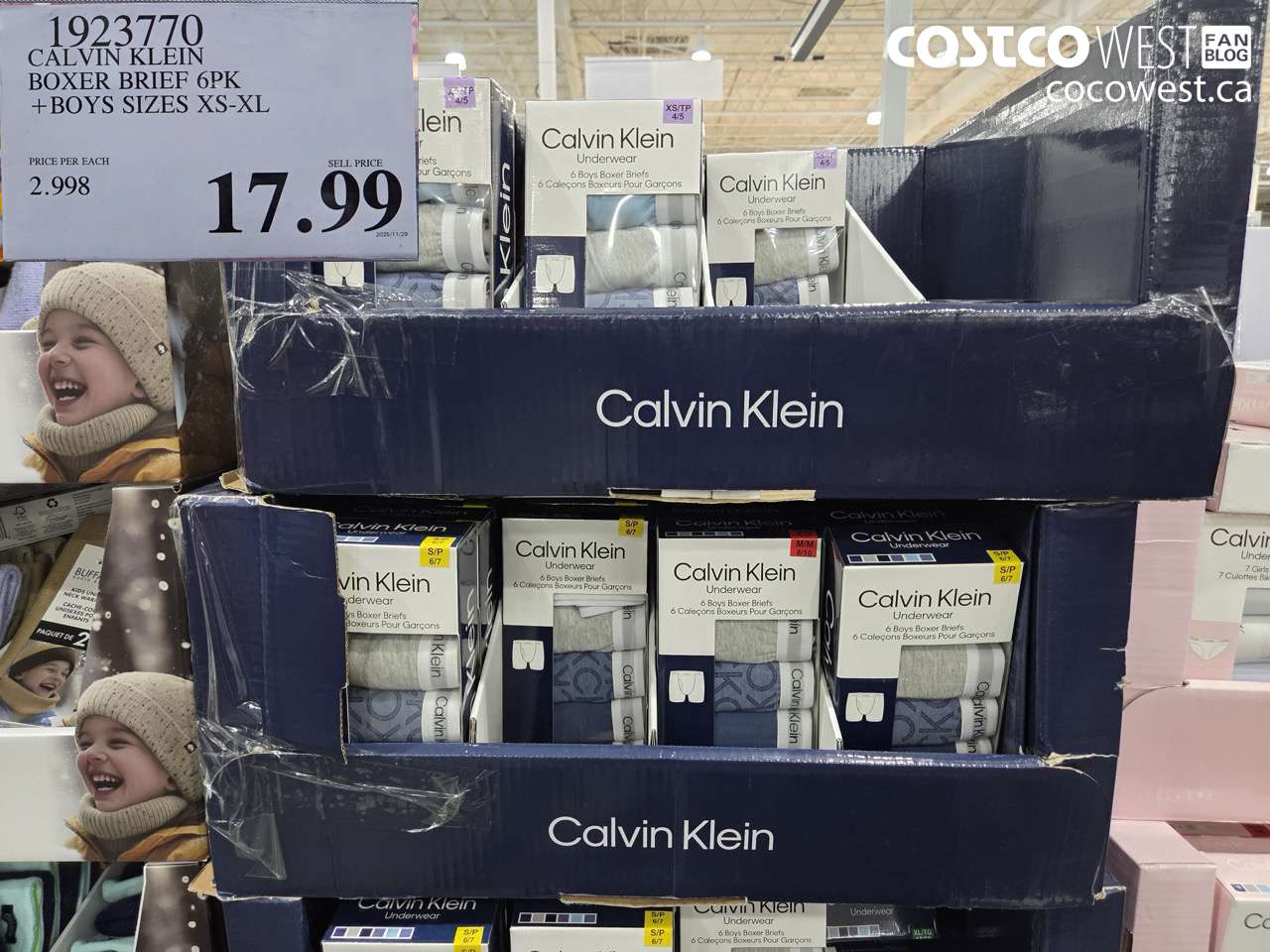 1923770 CALVIN KLEIN BOXER BRIEF 6PK BOYS SIZES XS-XL $17.99