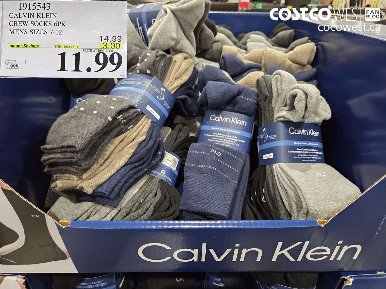 1915543 CALVIN KLEIN CREW SOCKS 6PK MENS SIZES 7-12 ($3.00 INSTANT SAVINGS EXPIRES ON 2025-12-14) $11.99