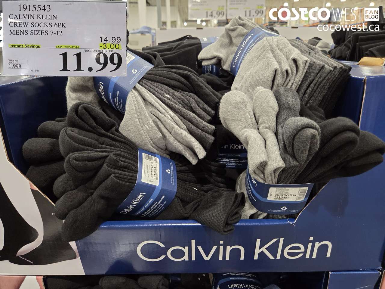 1915543 CALVIN KLEIN CREW SOCKS 6PK MENS SIZES 7-12 ($3.00 INSTANT SAVINGS EXPIRES ON 2025-12-14) $11.99