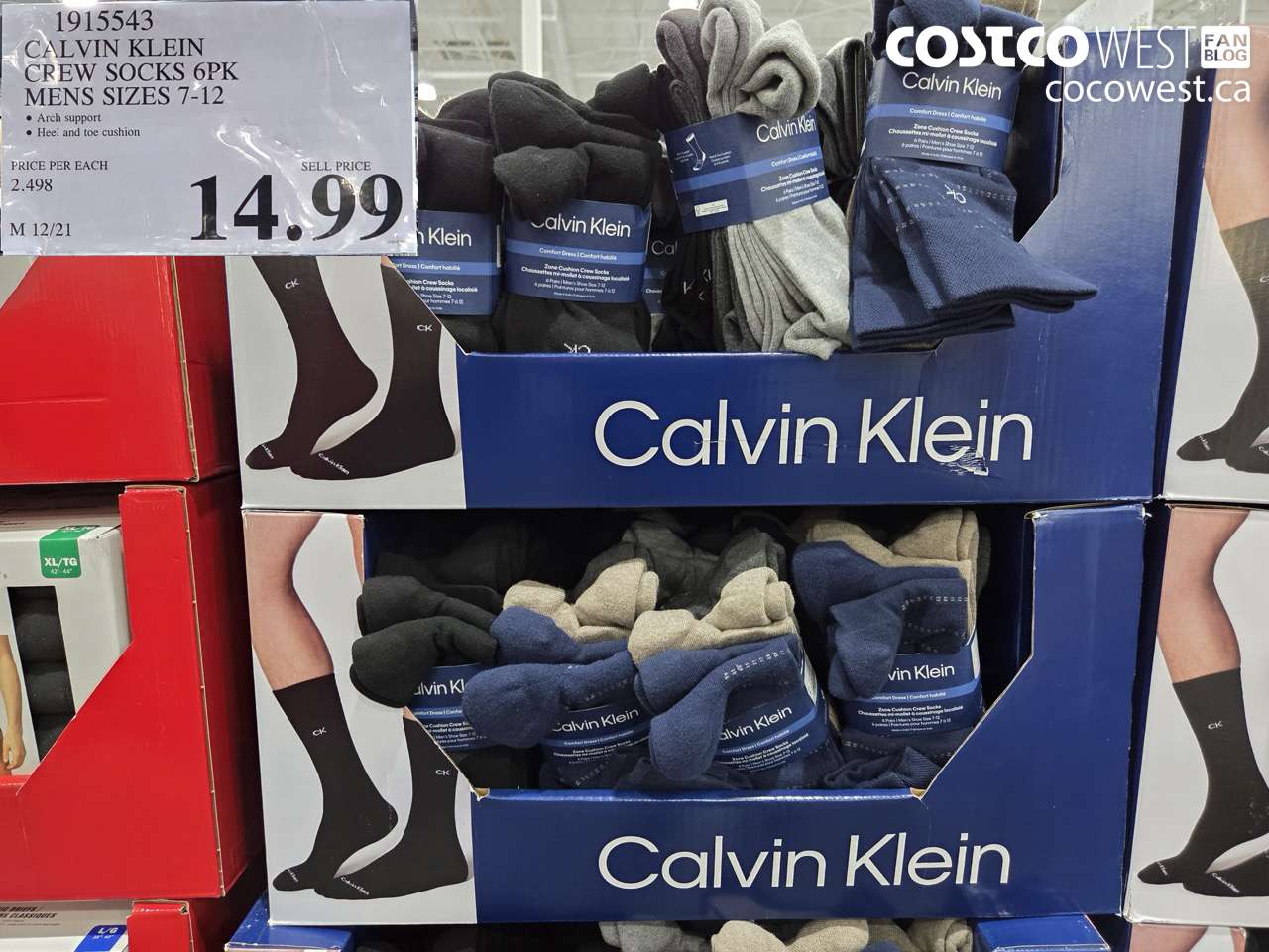 1915543 CALVIN KLEIN CREW SOCKS 6PK MENS SIZES 7-12 $14.99