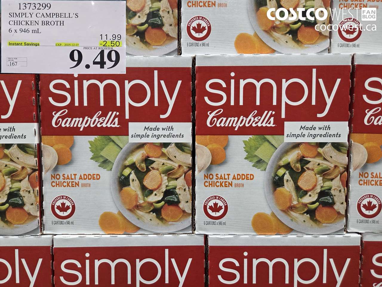 1373299 CAMPBELL'S SIMPLY CHICKEN BROTH 6 x 946 mL ($2.50 INSTANT SAVINGS EXPIRES ON 2025-12-07) $9.49