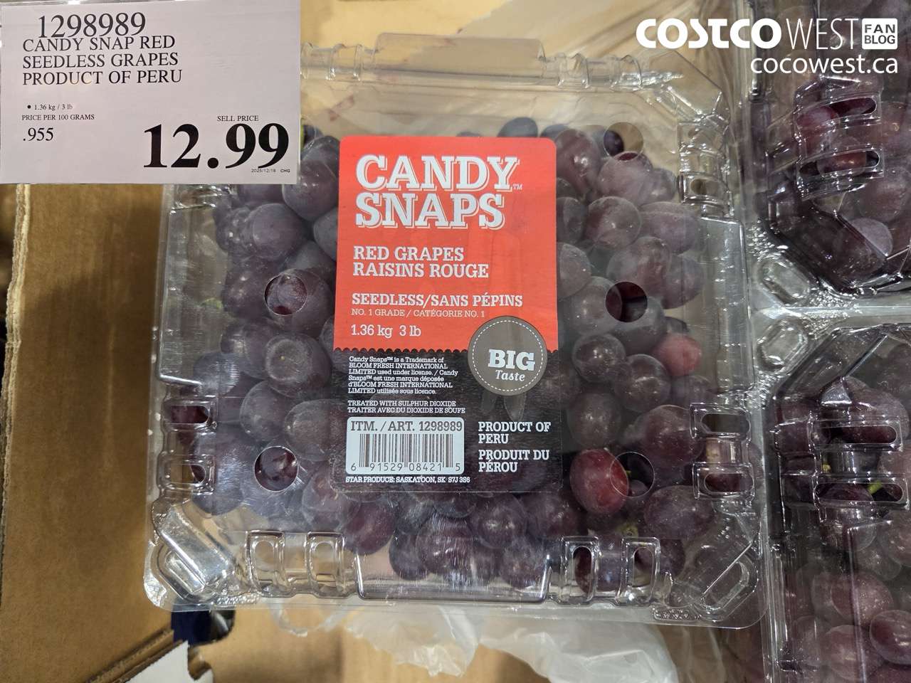 1298989 CANDY SNAP RED SEEDLESS GRAPES PRODUCT OF PERU $12.99