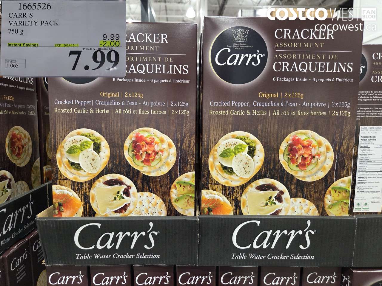 1665526 CARR'S VARIETY PACK 750 G ($2.00 INSTANT SAVINGS EXPIRES ON 2025-12-14) $7.99