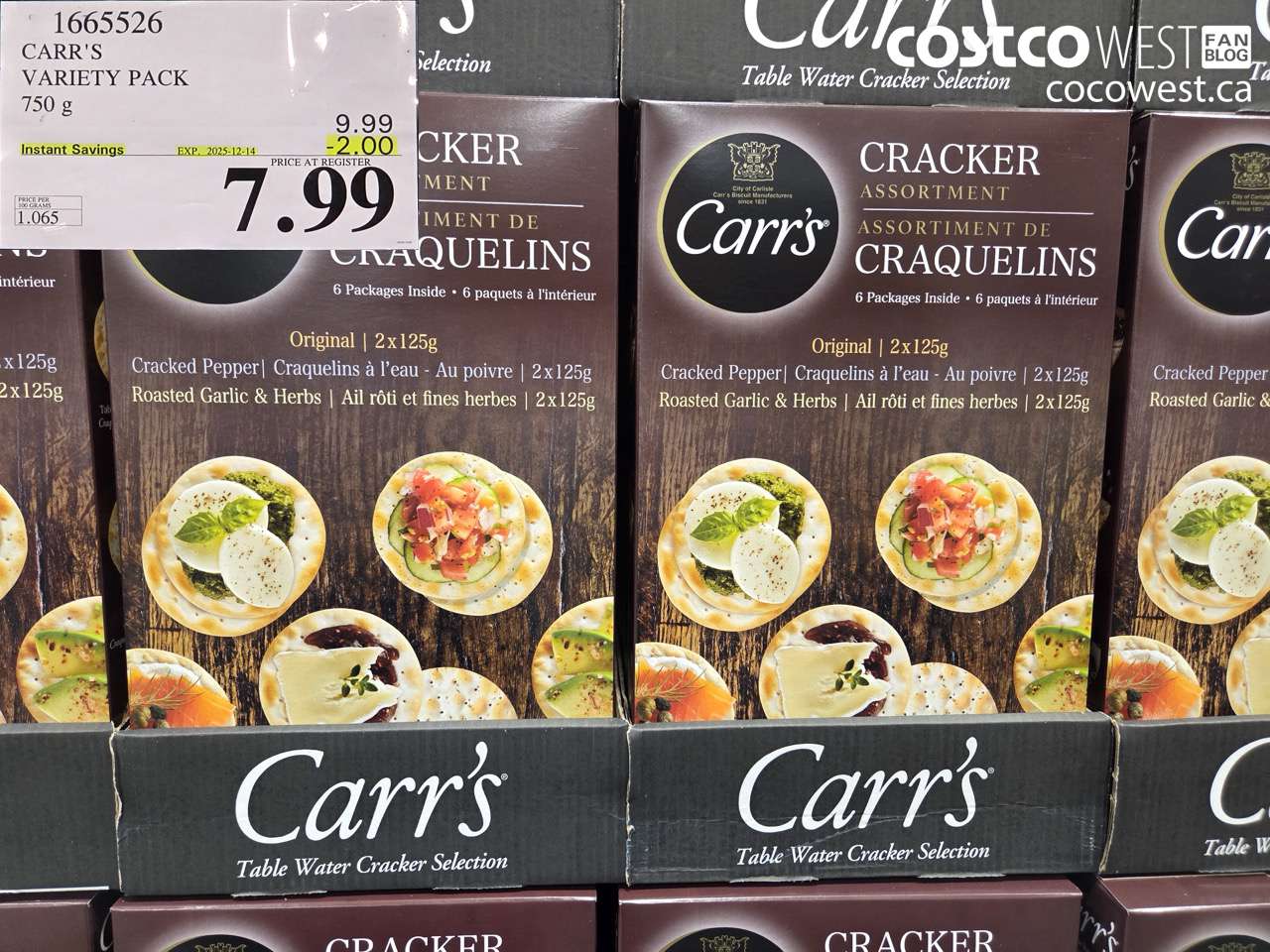1665526 CARR'S VARIETY PACK 750 G ($2.00 INSTANT SAVINGS EXPIRES ON 2025-12-14) $7.99