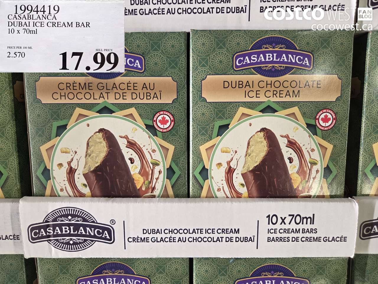 1994419 CASABLANCA DUBAI ICE CREAM BAR 10 x 70ml $17.99