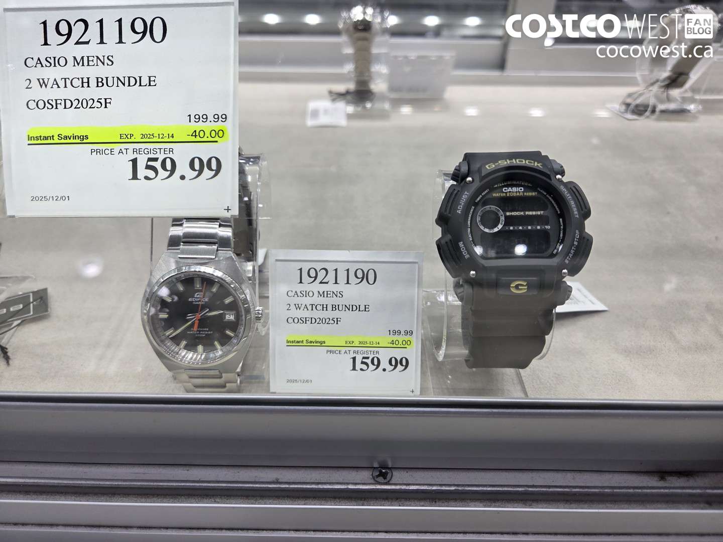 1921190 CASIO MENS 2 WATCH BUNDLE COSFD2025F ($40.00 INSTANT SAVINGS EXPIRES ON 2025-12-14) $159.99