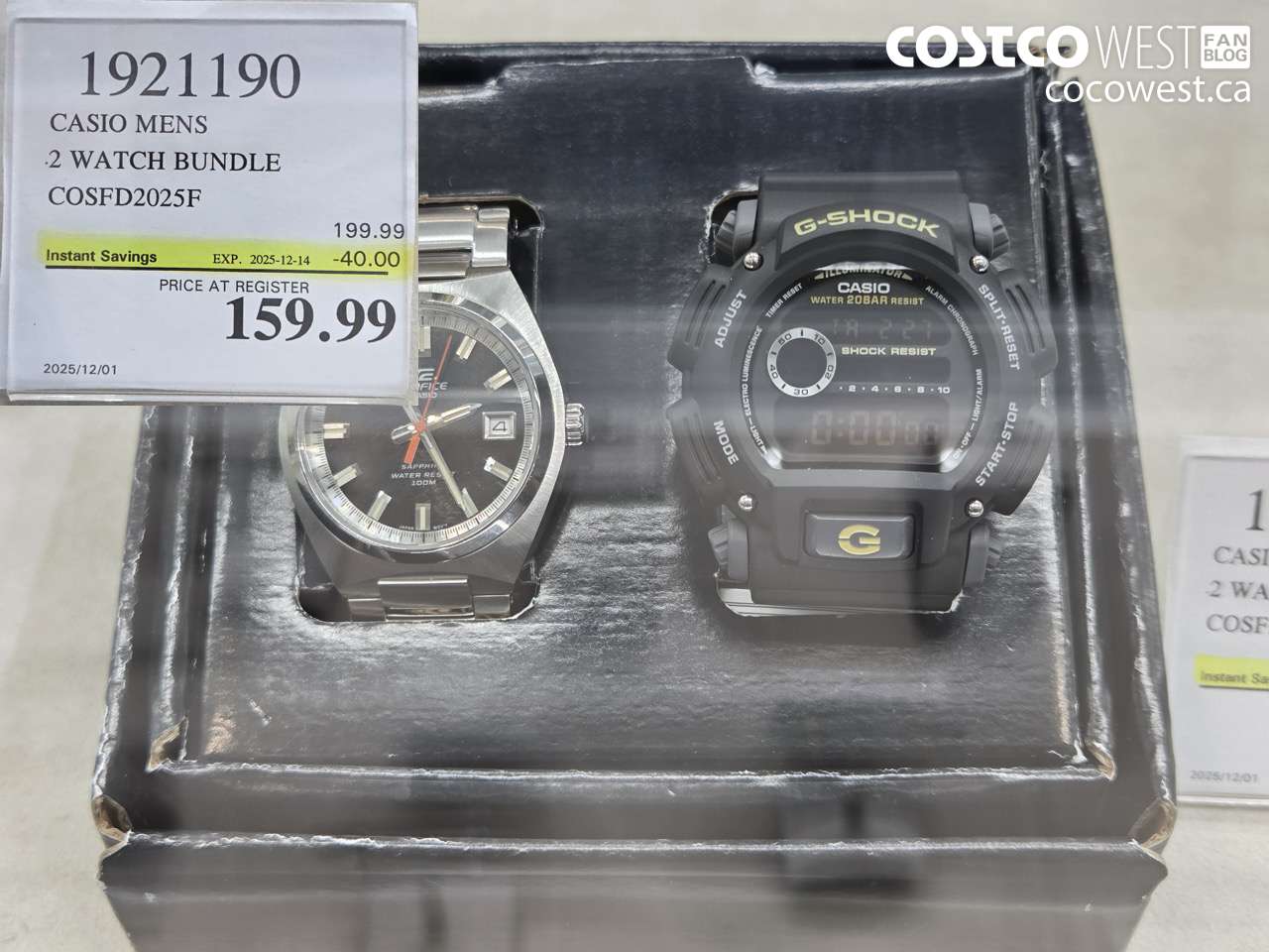 1921190 CASIO MENS 2 WATCH BUNDLE COSFD2025F ($40.00 INSTANT SAVINGS EXPIRES ON 2025-12-14) $159.99