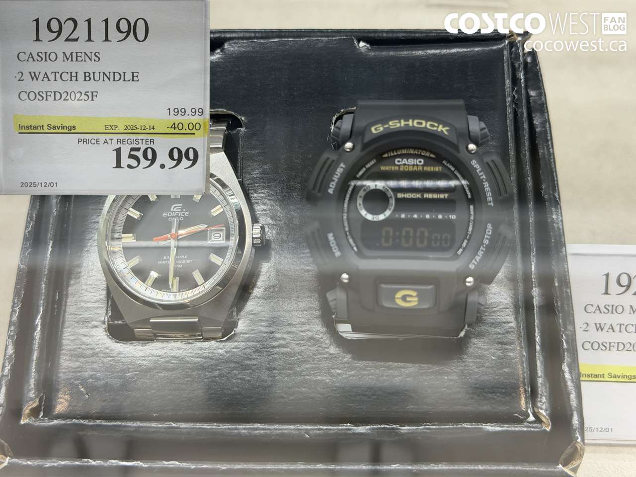 1921190 CASIO MENS 2 WATCH BUNDLE COSFD2025F ($40.00 INSTANT SAVINGS EXPIRES ON 2025-12-14) $159.99