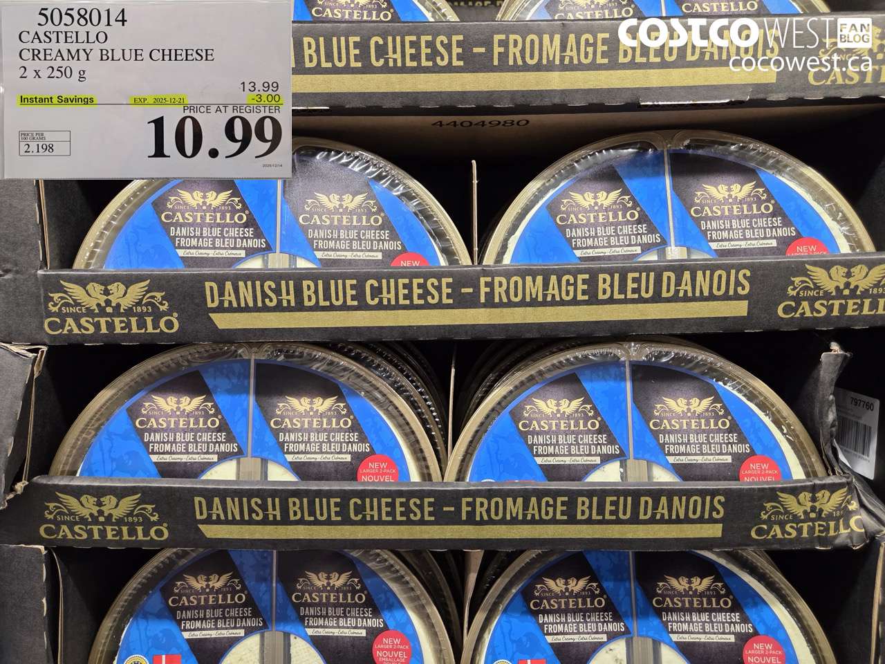 5058014 CASTELLO CREAMY BLUE CHEESE 2 x 250 g ($3.00 INSTANT SAVINGS EXPIRES ON 2025-12-21) $10.99