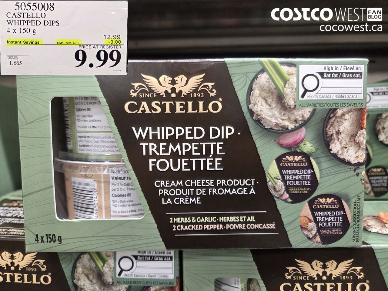 5055008 CASTELLO WHIPPED DIPS 4 X 150G ($3.00 INSTANT SAVINGS EXPIRES ON 2025-12-07) $9.99