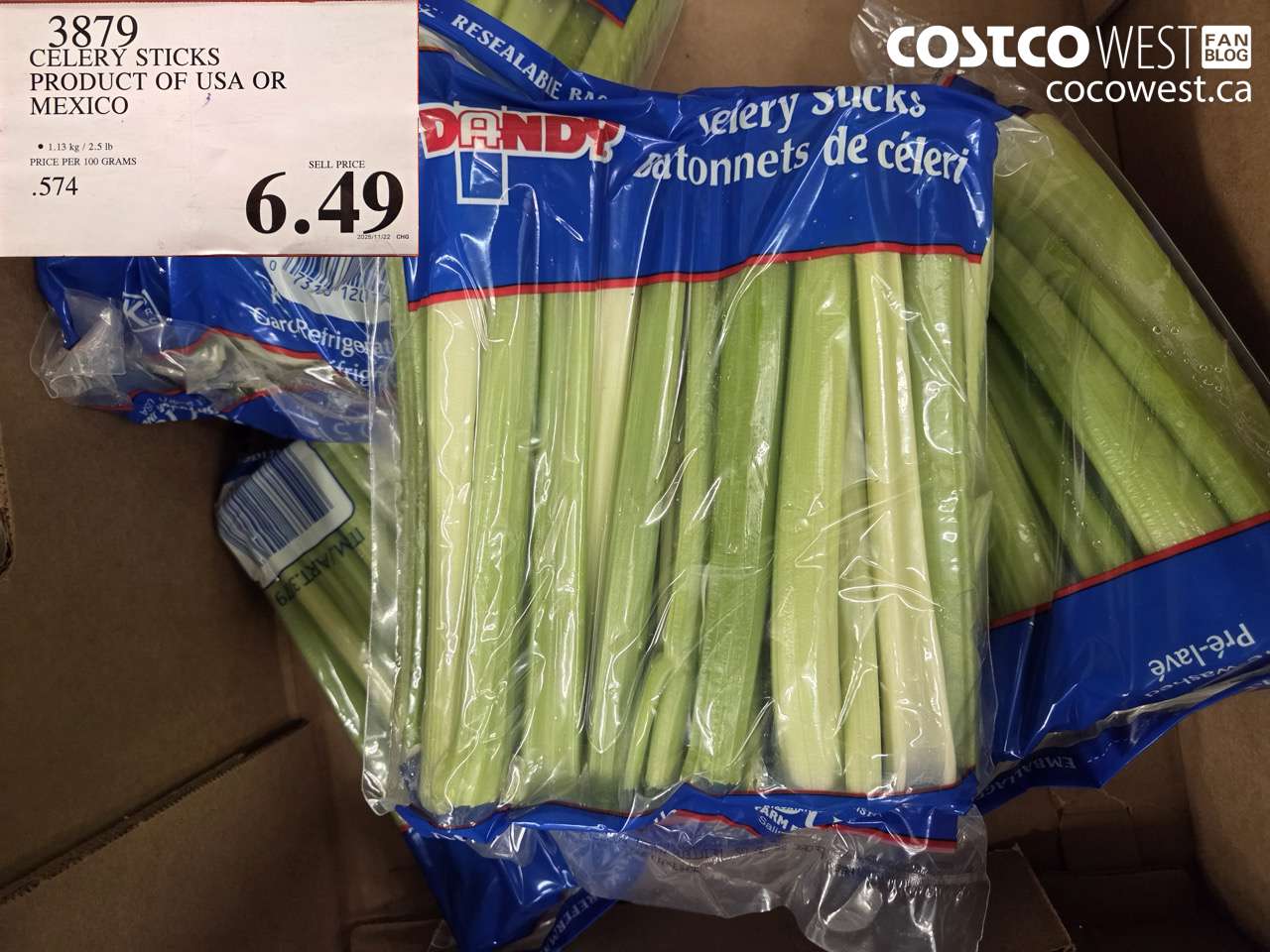 3879 CELERY STICKS PRODUCT OF USA OR MEXICO $6.49