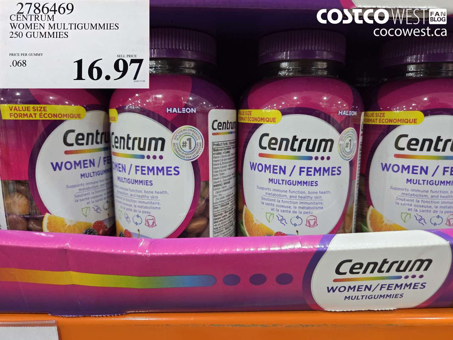 2786469 CENTRUM WOMEN MULTICUMMIES 250 GUMMIES $16.97