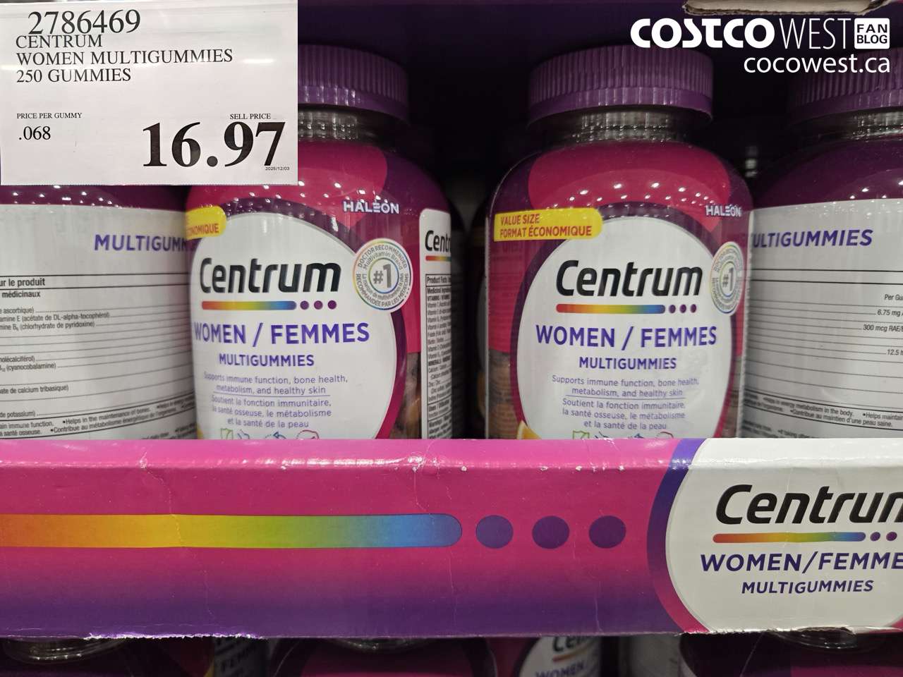 2786469 CENTRUM WOMEN MULTICUMMIES 250 GUMMIES $16.97