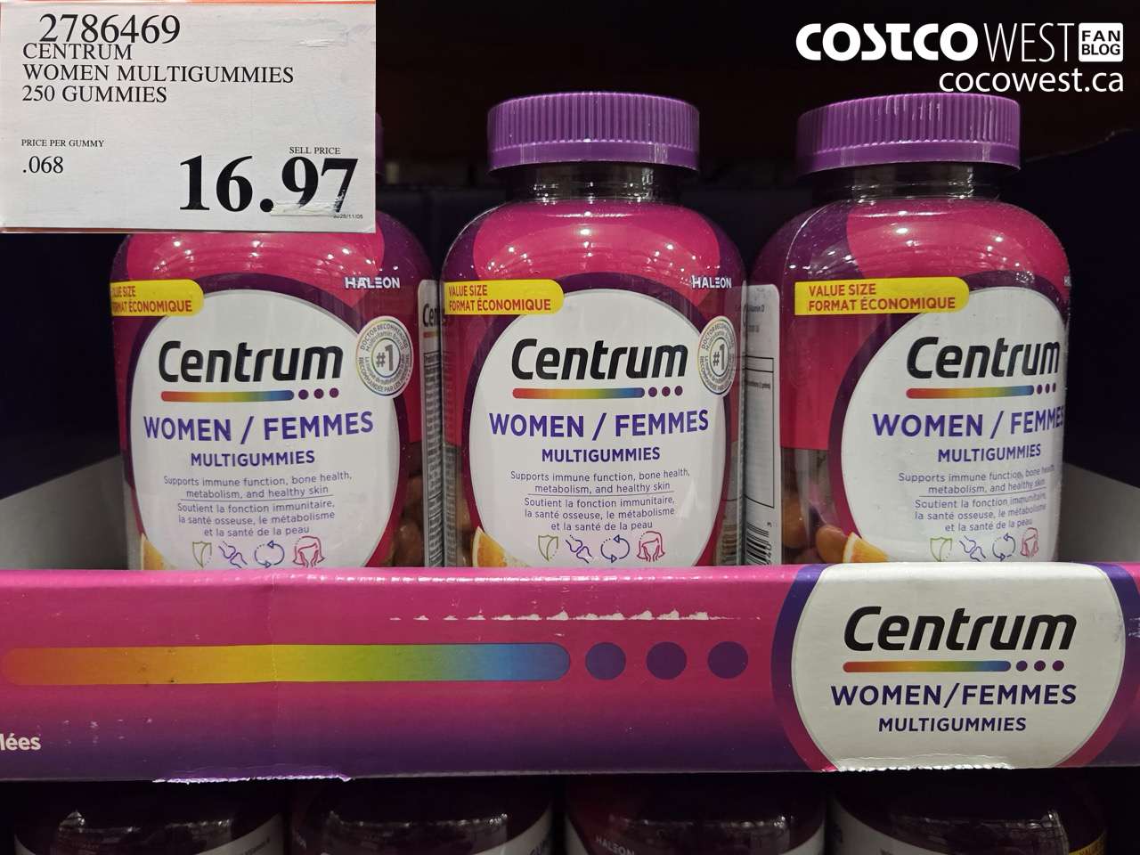 2786469 CENTRUM WOMEN MULTICUMMIES 250 GUMMIES $16.97