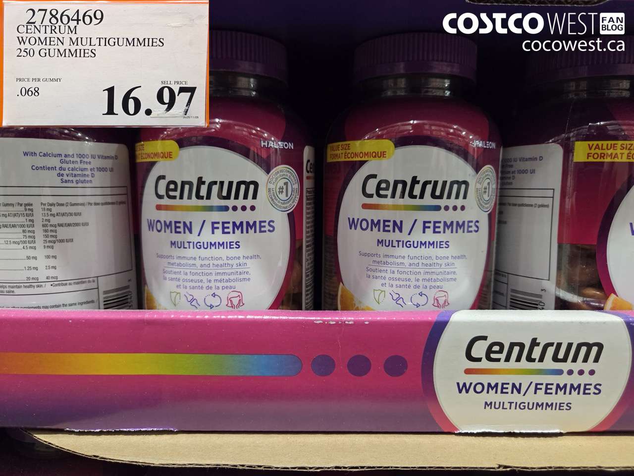 2786469 CENTRUM WOMEN MULTICUMMIES 250 GUMMIES $16.97