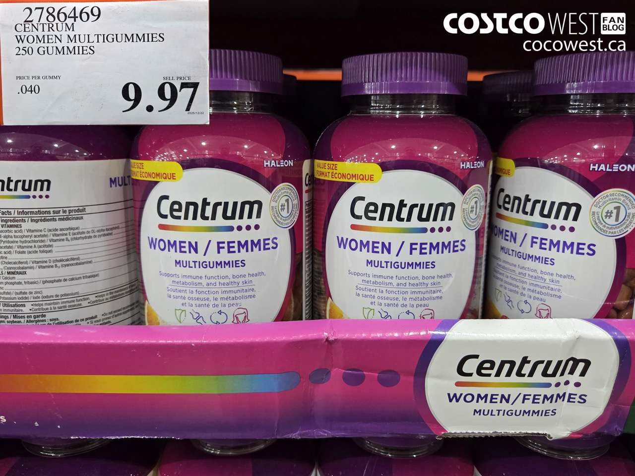 2786469 CENTRUM WOMEN MULTIGUMMIES 250 GUMMIES $9.97