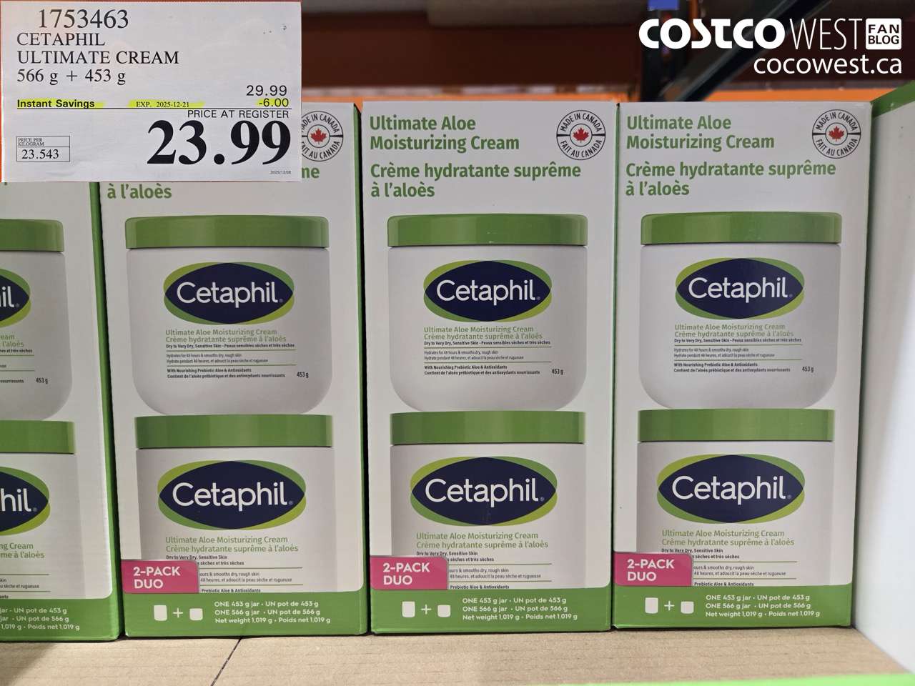 1753463 CETAPHIL ULTIMATE CREAM 566 G + 453 G ($6.00 INSTANT SAVINGS EXPIRES ON 2025-12-21) $23.99