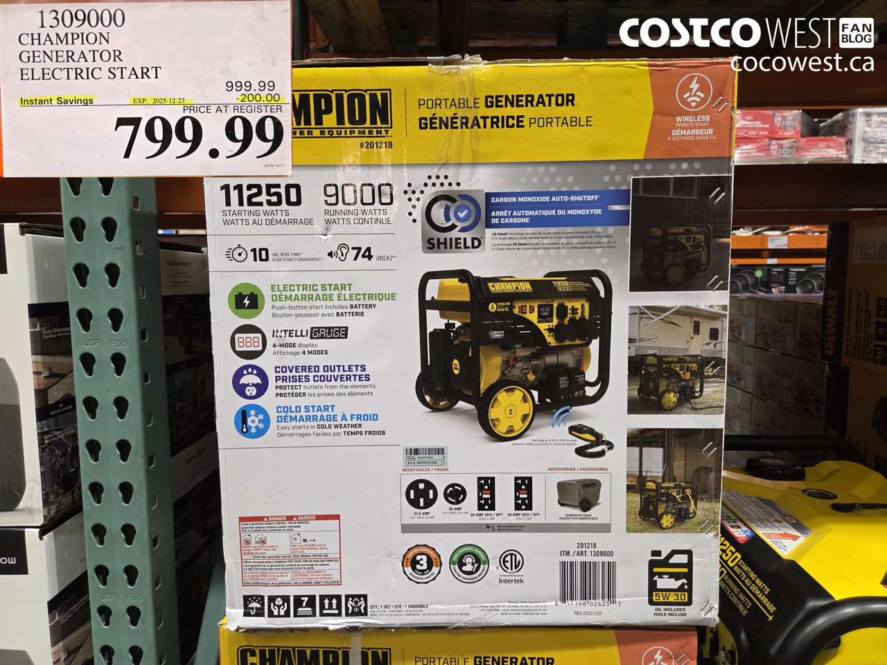 1309000 CHAMPION 9000W GENERATOR ELECTRIC START ($200.00 INSTANT SAVINGS EXPIRES ON 2025-12-23) $799.99
