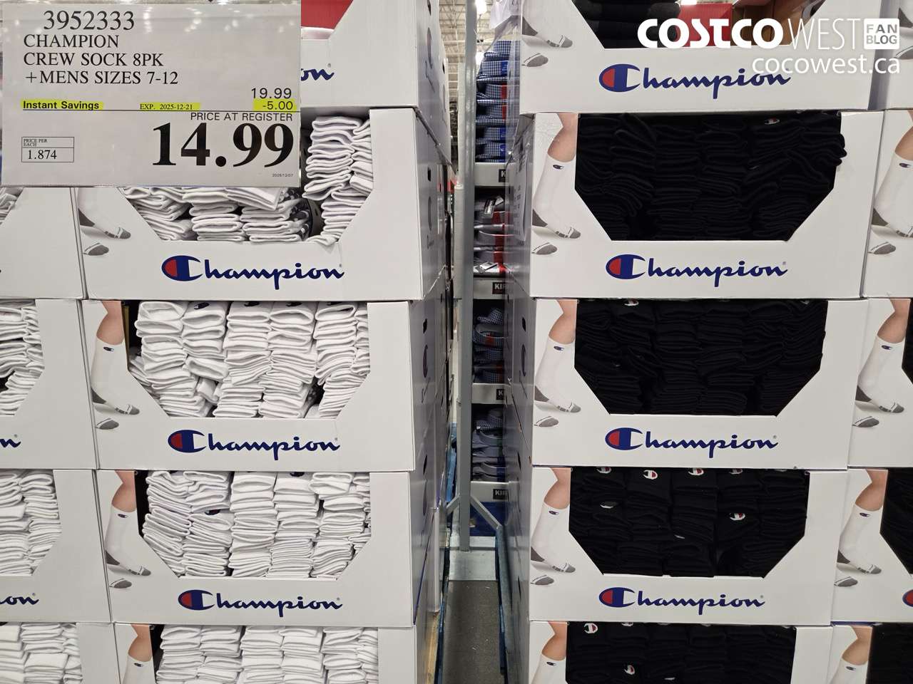 3952333 CHAMPION CREW SOCK 8PK MENS SIZES 7-12 Pics ($5.00 INSTANT SAVINGS EXPIRES ON 2025-12-21) $14.99