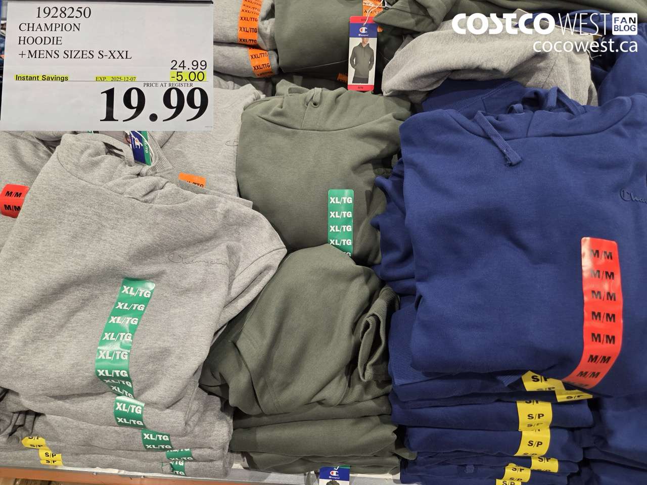 1928250 CHAMPION HOODIE MENS SIZES S-XXL ($5.00 INSTANT SAVINGS EXPIRES ON 2025-12-07) $19.99