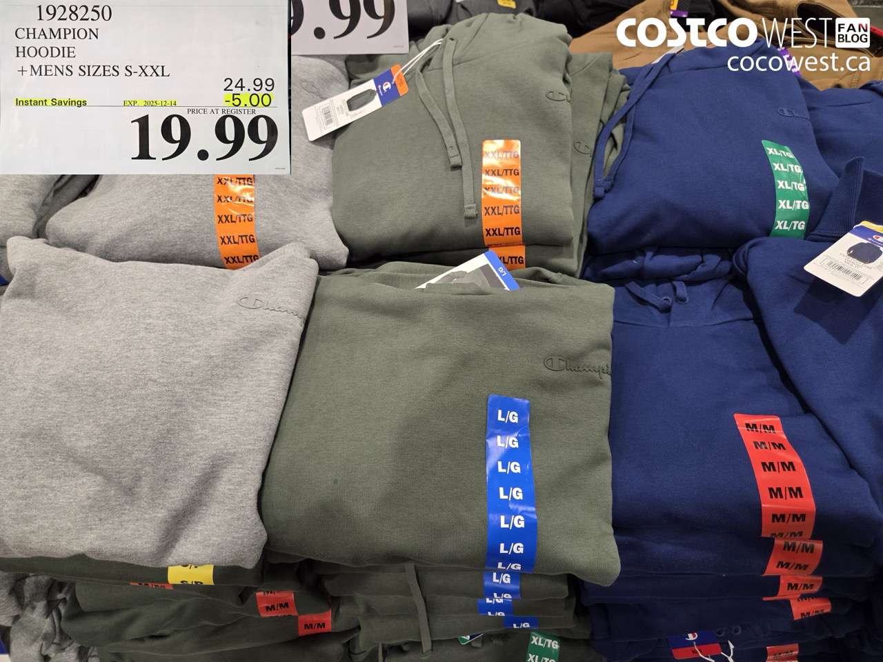 1928250 CHAMPION HOODIE MENS SIZES S-XXL ($5.00 INSTANT SAVINGS EXPIRES ON 2025-12-14) $19.99