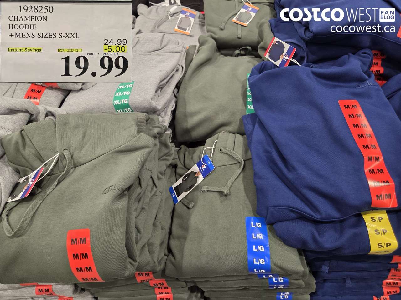 1928250 CHAMPION HOODIE MENS SIZES S-XXL ($5.00 INSTANT SAVINGS EXPIRES ON 2025-12-14) $19.99