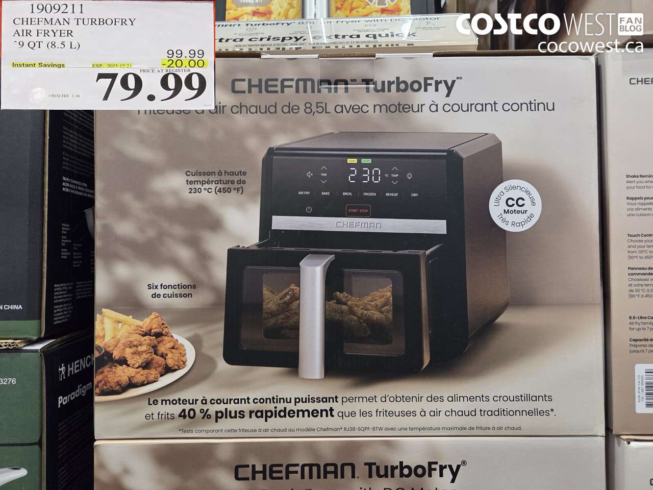 1909211 CHEFMAN TURBOFRY AIR FRYER 9QT (8.5 L) ($20.00 INSTANT SAVINGS EXPIRES ON 2025-12-21) $79.99
